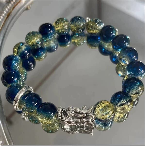 Blue green Handmade Beaded Bracelet