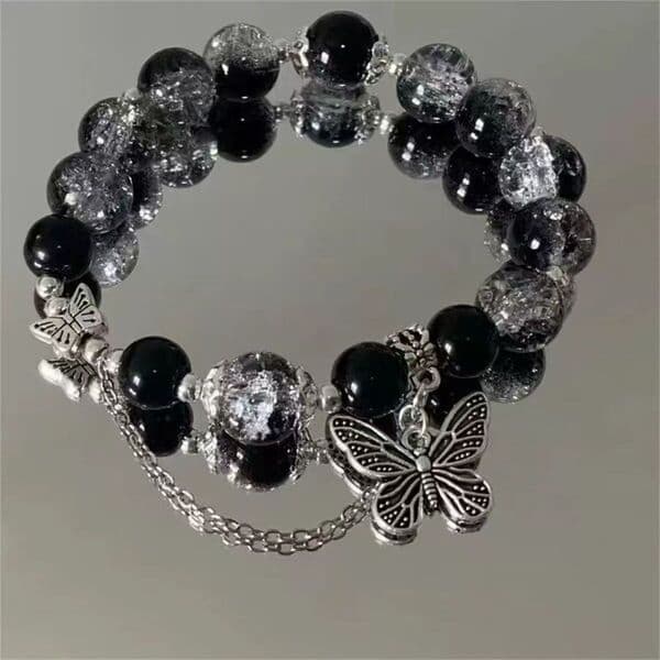 Black Handmade Beaded Bracelet