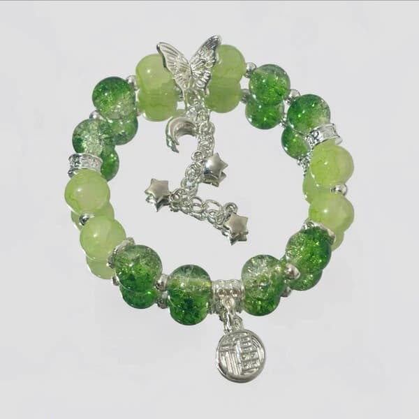 Green and lemon green Handmade Beaded Bracelet