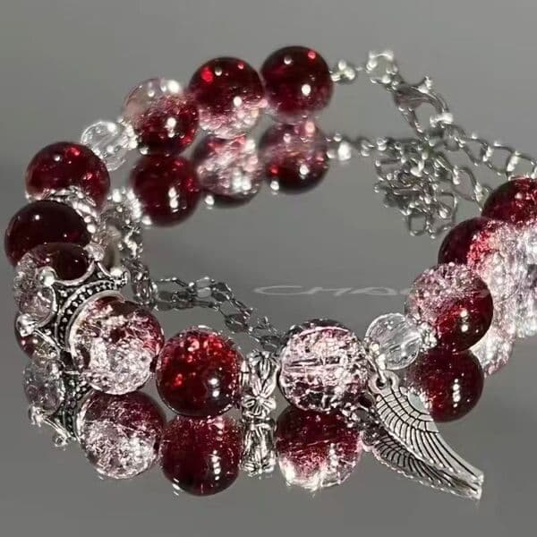 Red & white Handmade Beaded Bracelet