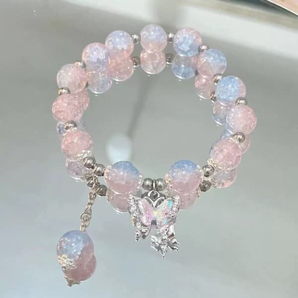 PInk & blue Handmade Beaded Bracelet